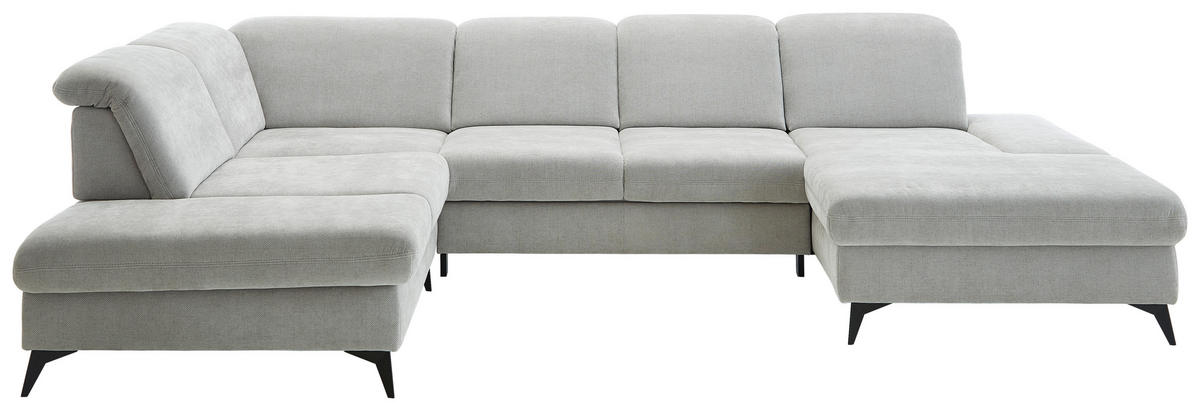 WOHNLANDSCHAFT in Chenille Silberfarben  - Silberfarben/Schwarz, Design, Textil/Metall (255/364/198cm) - Beldomo Style