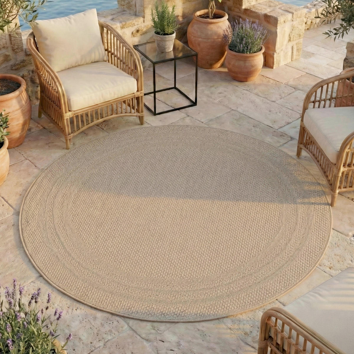 OUTDOORTEPPICH  Wohnzimmer 160/160 cm DESERT Beige rund  - Beige, Design, Textil (160/160cm) - Ayyildiz 