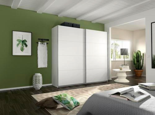 GARDEROB MED SKJUTDÖRRAR 226/230/62 cm 2-dörrar - vit/aluminiumfärg, Modern, metall/trämaterial (226/230/62cm) - Rauch Möbel
