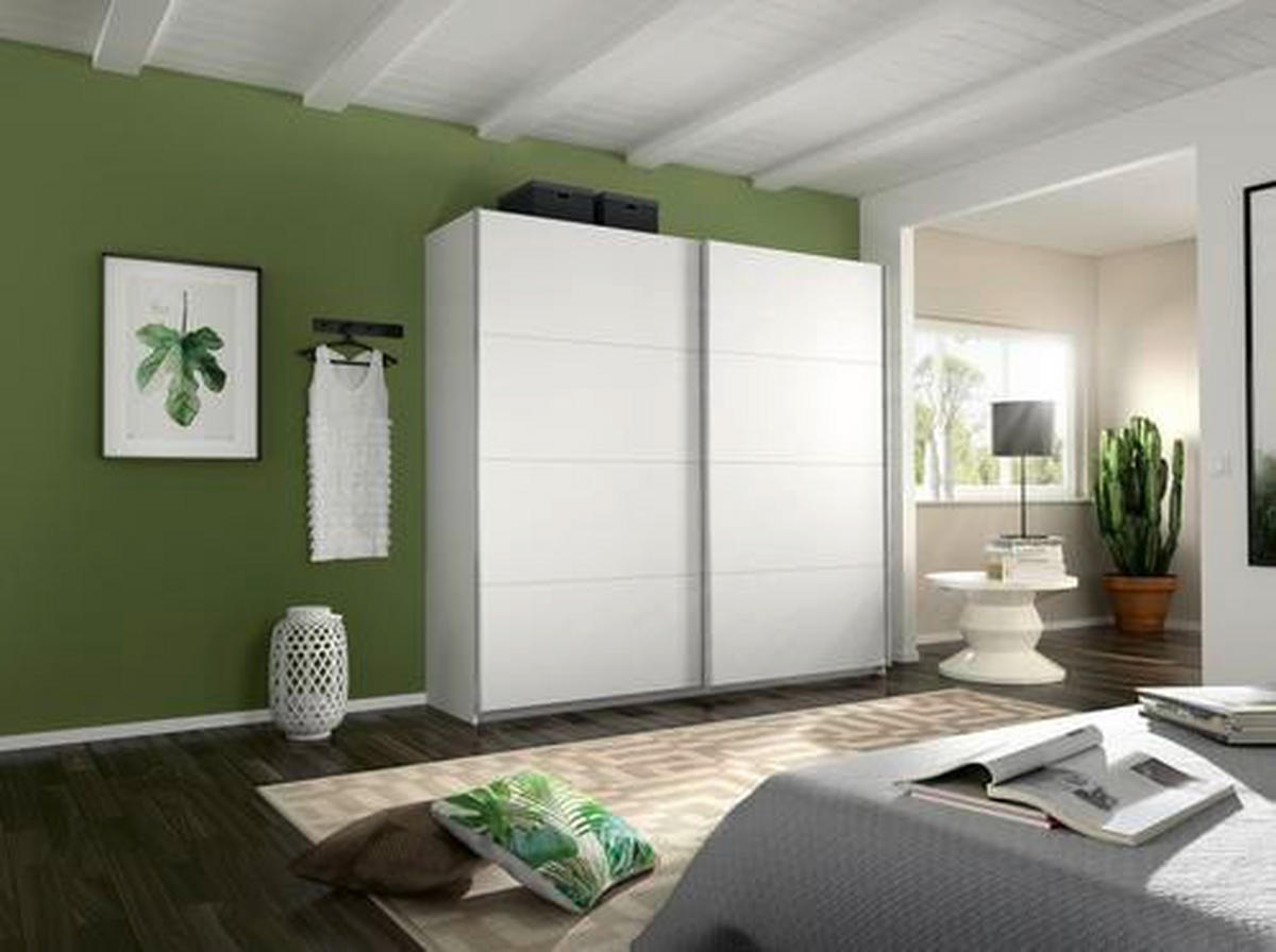 SCHWEBETÜRENSCHRANK  in Weiß  - Alufarben/Weiß, MODERN, Holzwerkstoff/Metall (226/230/62cm) - Rauch Möbel