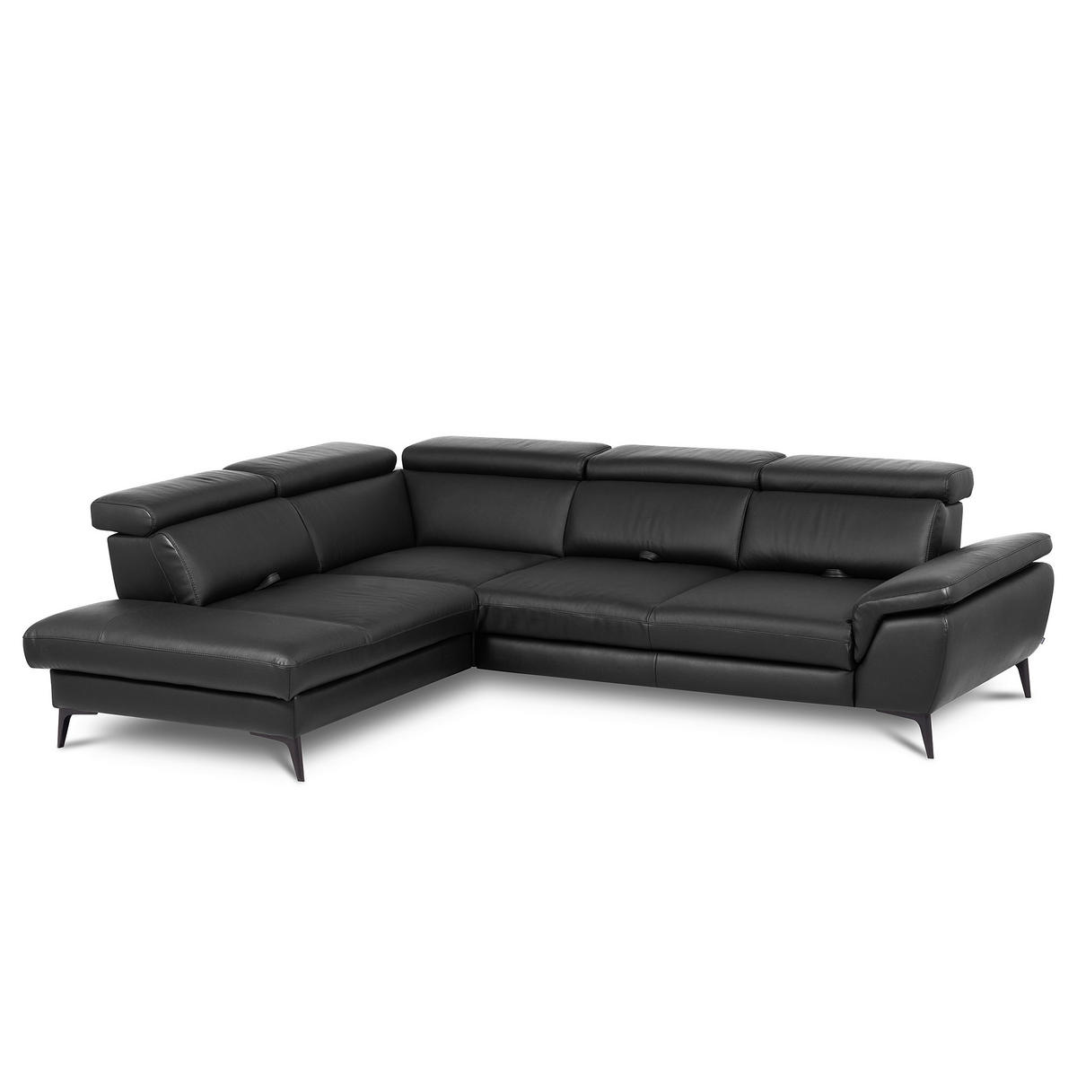 ECKSOFA  in Lederlook Echtleder Schwarz  - Schwarz, Design, Leder/Textil (220/274cm) - Livetastic