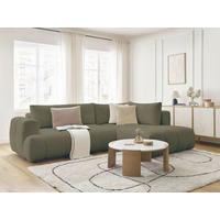 ECKSCHLAFSOFA EVEREST Bouclé Grün  inkl. Rückenkissen, Schlaffunktion  - Schwarz/Grün, MODERN, Kunststoff/Textil (282/204cm)