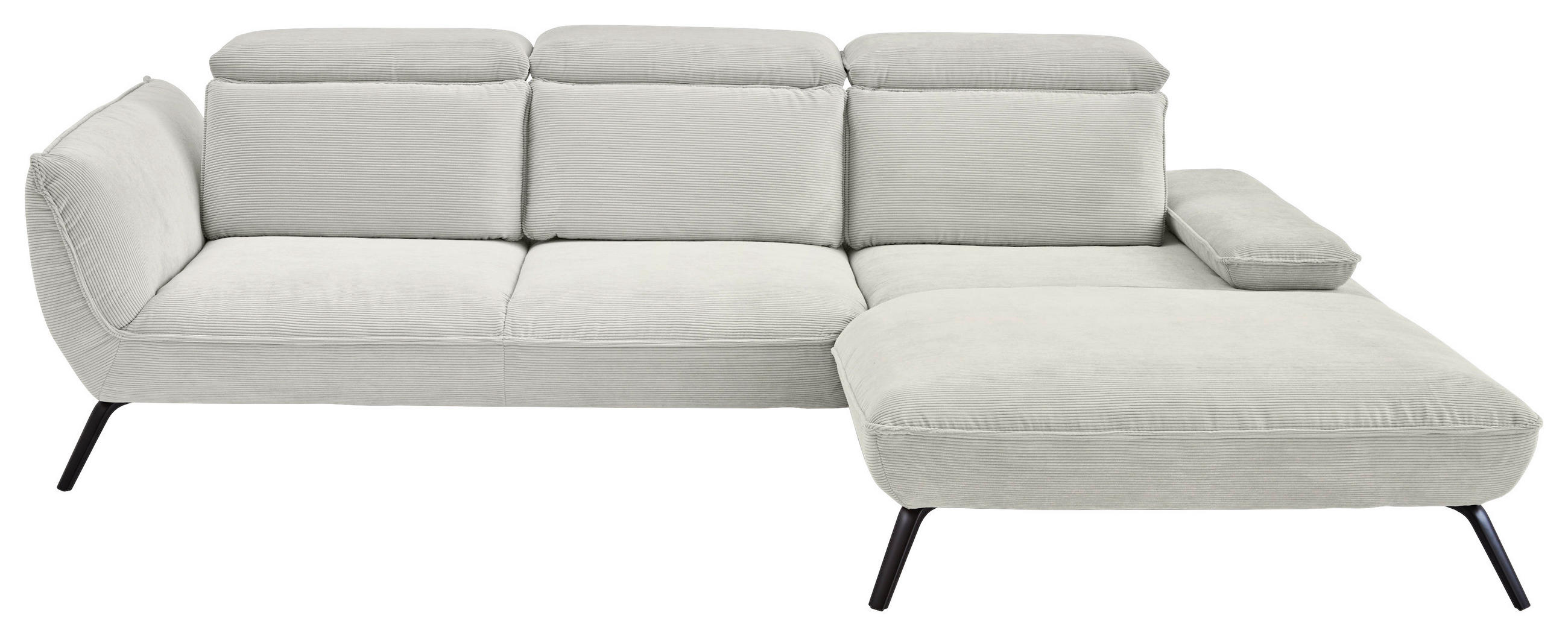 ECKSOFA Creme Cord  - Creme/Schwarz, Design, Textil/Metall (301/196cm) - Moderano