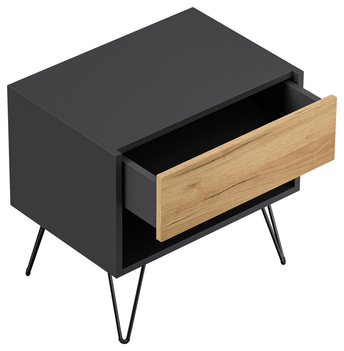 NACHTTISCH 51,2/50/35,6 cm  - Eichefarben/Graphitfarben, Basics, Holzwerkstoff/Metall (51,2/50/35,6cm) - MID.YOU