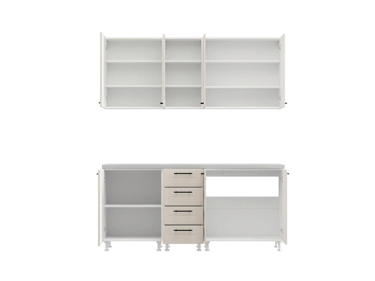 KONYHABLOKK GÉPEK NÉLKÜL  - fekete/homokszínű, Basics, faalapú anyag/fém - Carryhome