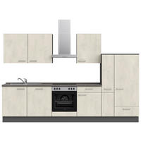 KÜCHENBLOCK 330 cm   in Weiß, Schieferfarben  - Schieferfarben/Schwarz, MODERN, Holzwerkstoff/Metall (330cm) - Nobilia