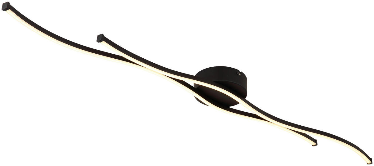 DECKENLEUCHTE 110,4/13/5,6 cm   - Opal/Schwarz, Design, Kunststoff/Metall (110,4/13/5,6cm) - Novel