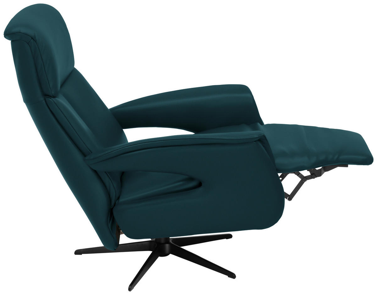 RELAXSESSEL in Leder Blau  - Blau/Schwarz, Design, Leder/Metall (78/106/88cm) - Welnova
