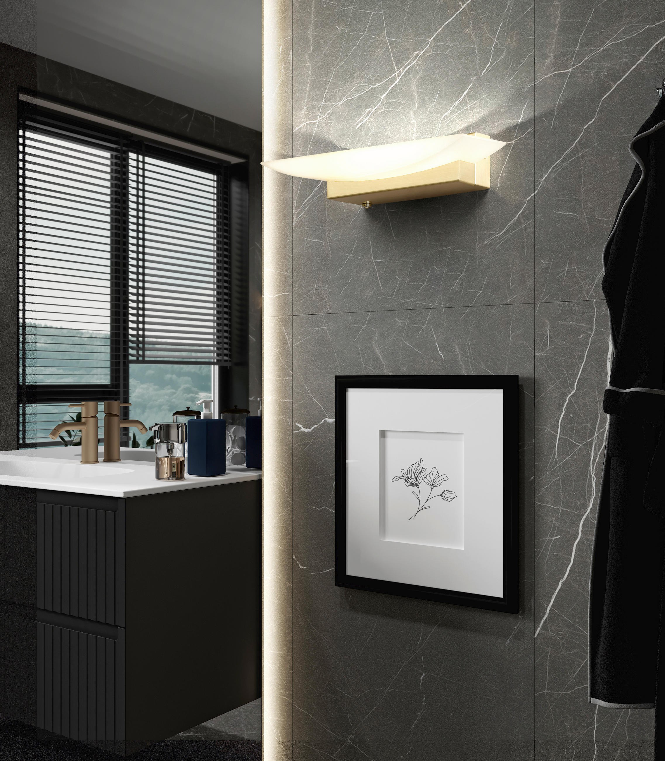 LED-WANDLEUCHTE - Schwarz, Design, Metall (30/6/11cm) - Fischer & Honsel