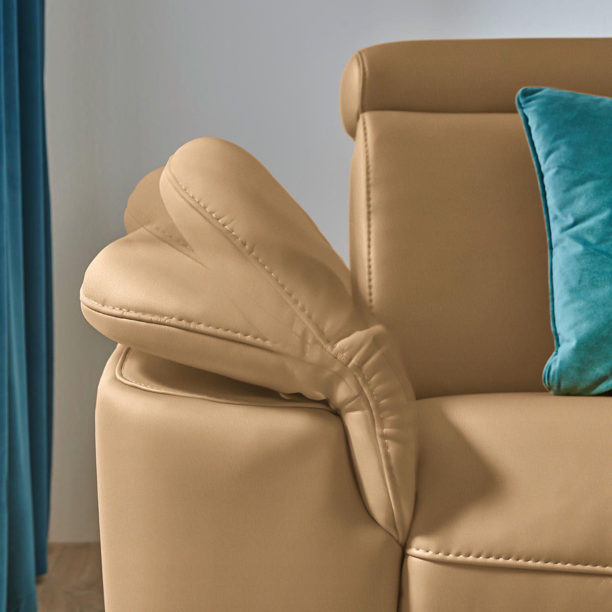 ECKSOFA in Echtleder Honig  - Schwarz/Honig, Design, Leder/Metall (285/239cm) - Cantus