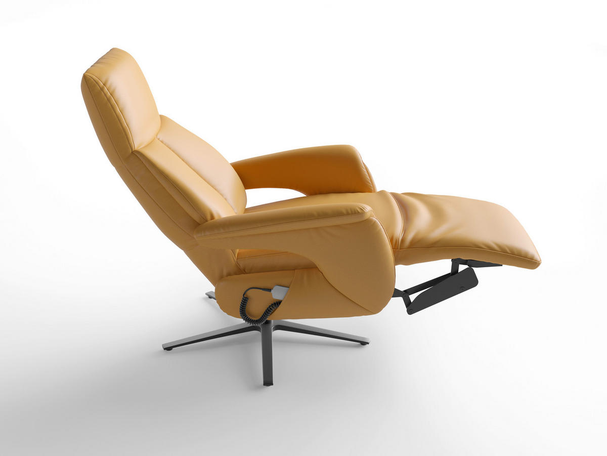 RELAXSESSEL Leder Currygelb  - Currygelb/Schwarz, Basics, Leder/Metall (75/110/85cm) - Sit & More