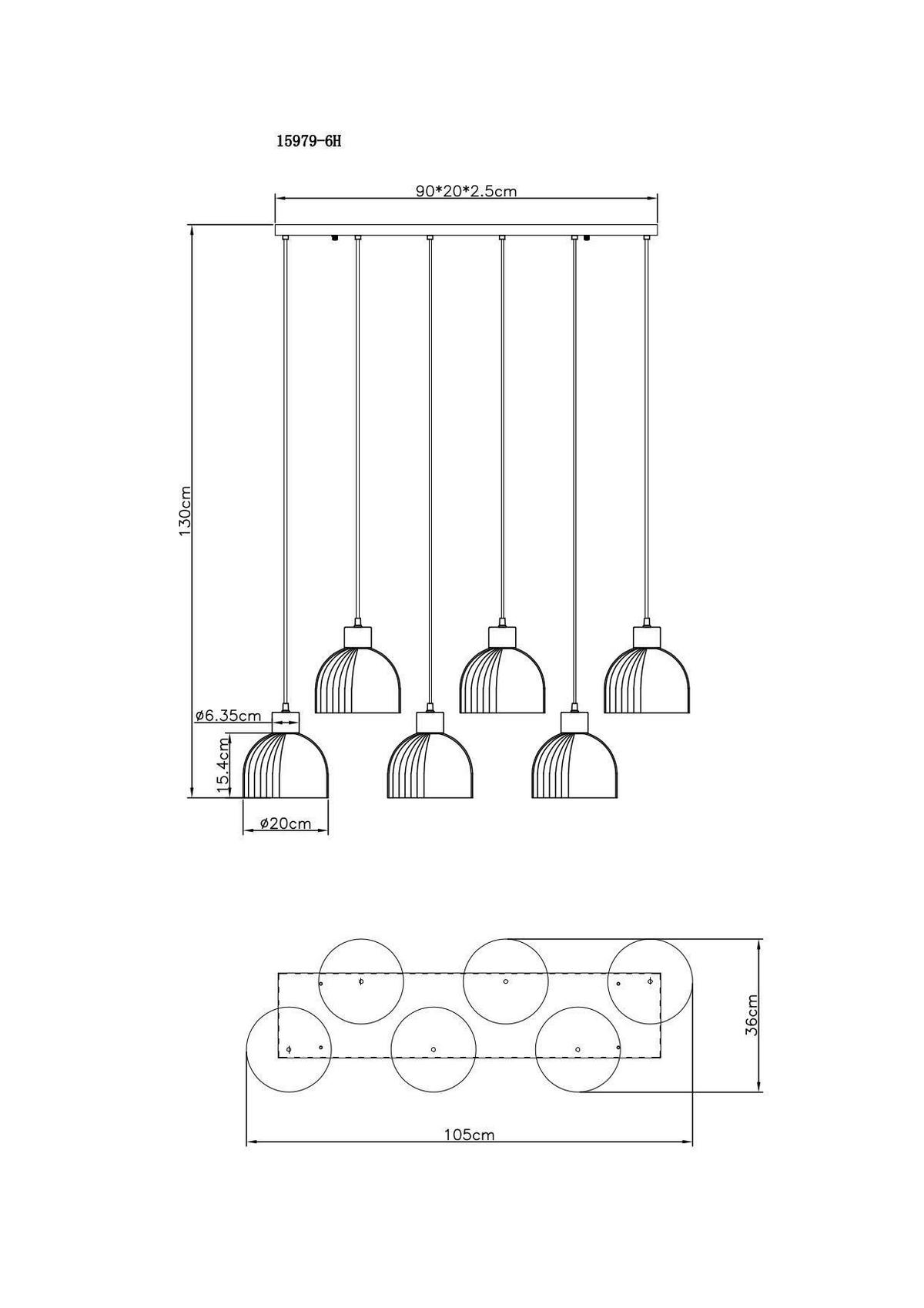 HÄNGELEUCHTE Swanson 105/36 cm  - Bernsteinfarben/Schwarz, Design, Glas/Holz (105/36cm) - Globo