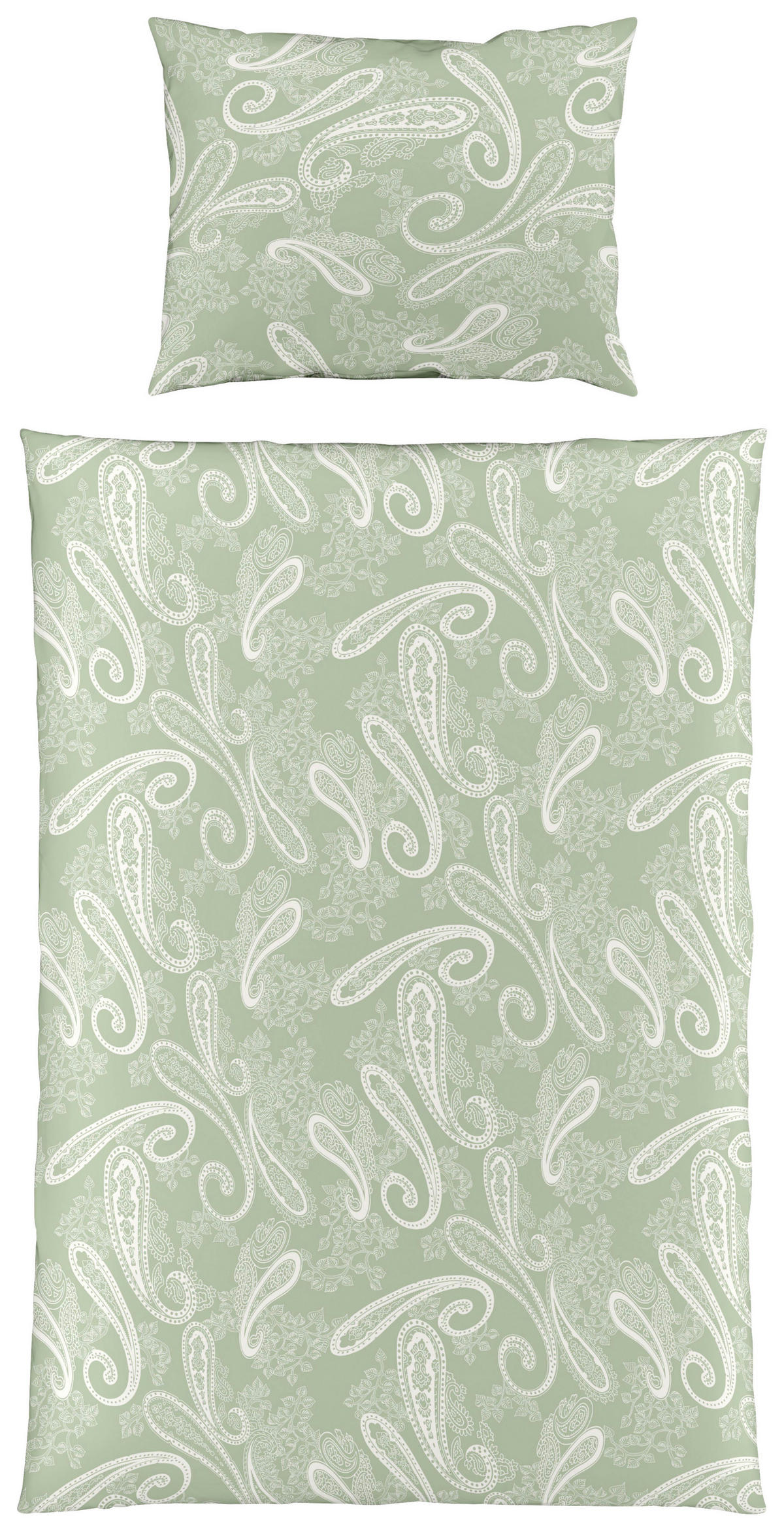 POVLEČENÍ, makosatén, bílá, světle zelená, 140/200 cm  - bílá/světle zelená, Basics, textil (140/200cm) - Fleuresse