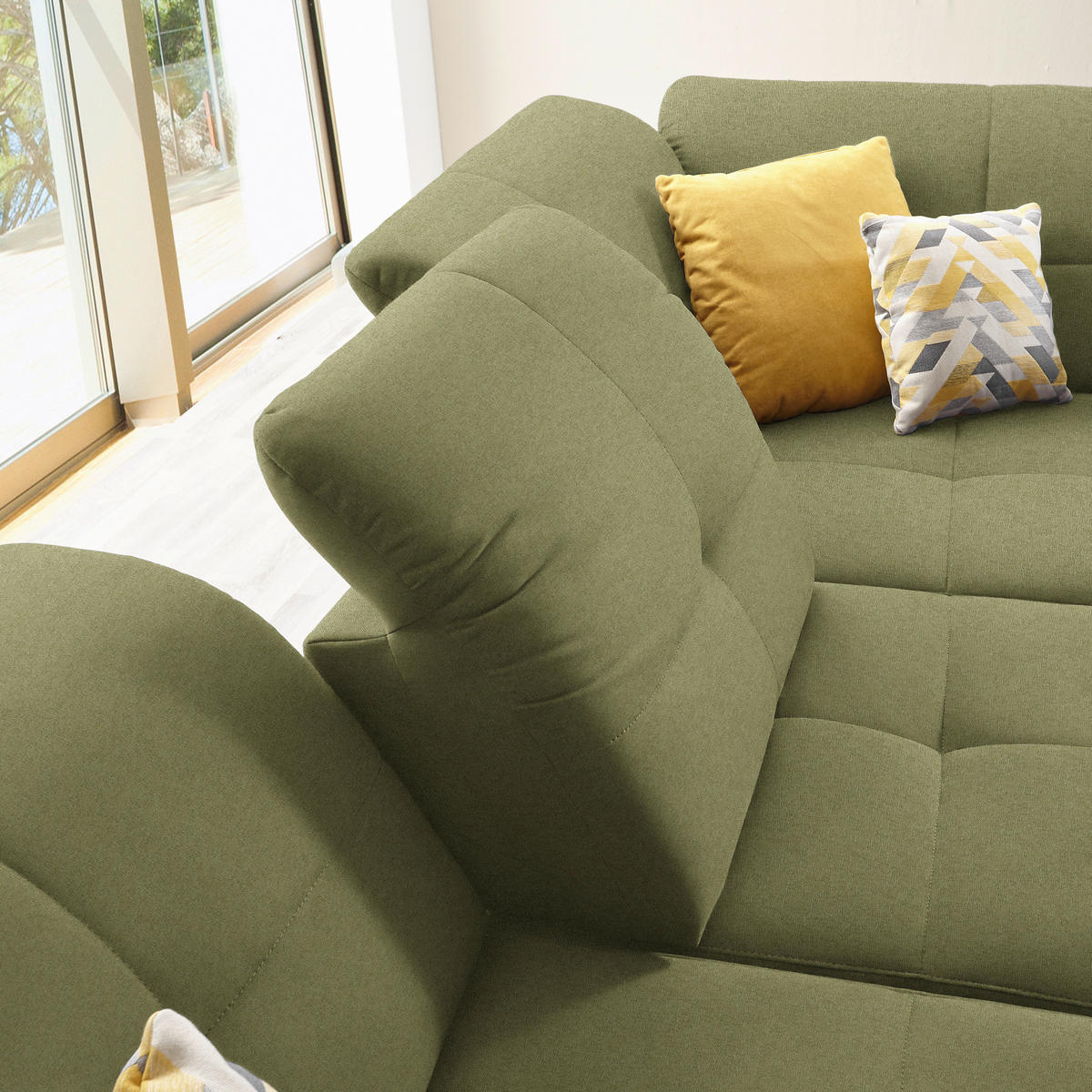 ECKSOFA in Chenille Olivgrün  310/240 cm  - Schwarz/Olivgrün, Design, Textil/Metall (310/240cm) - Xora