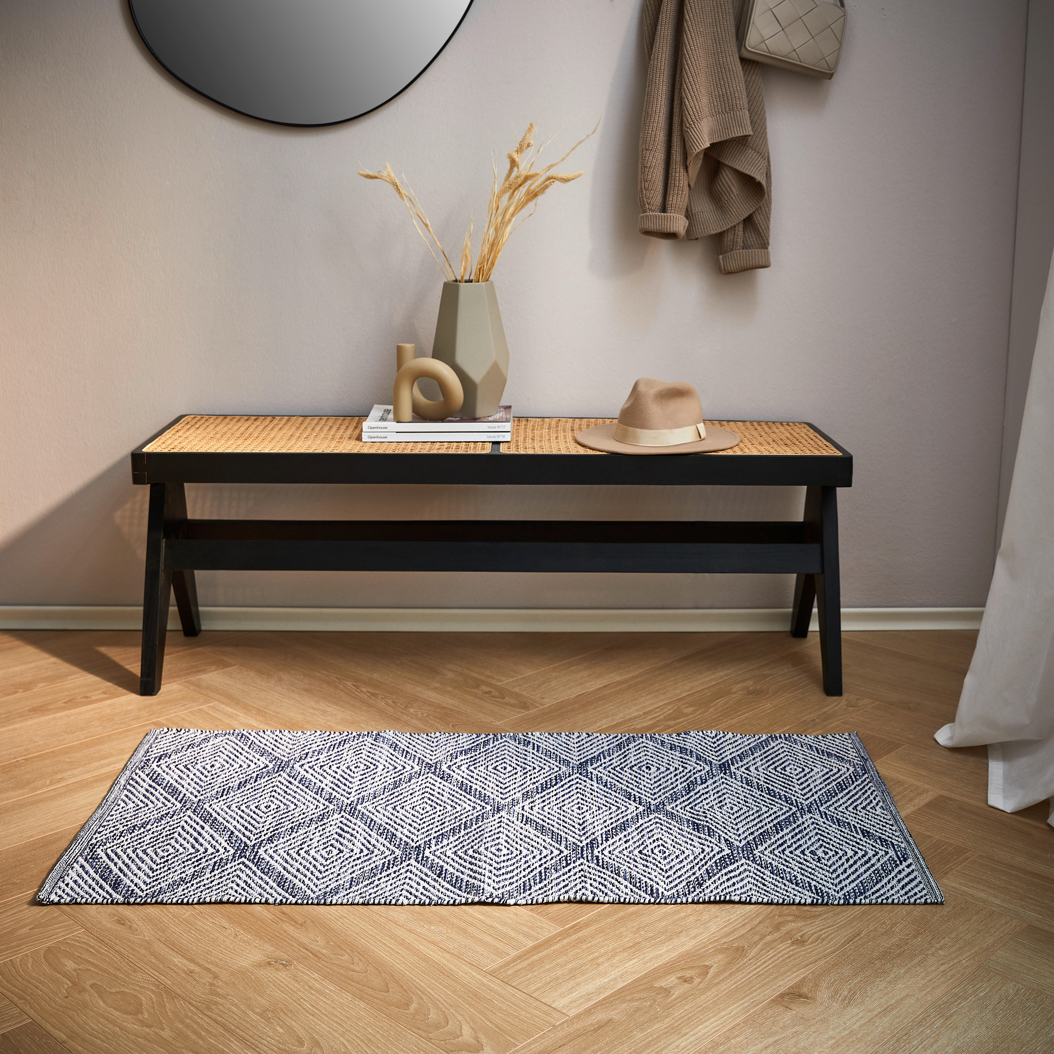 COVOR ȚESUT DIN CÂRPE Diamant Denim  - albastru, Design, textil (60/120cm) - Boxxx