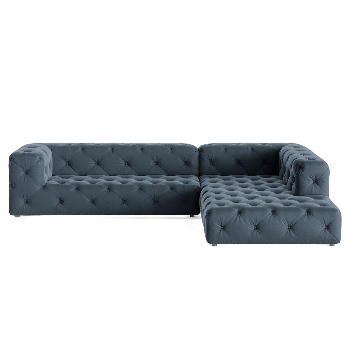 ECKSOFA Fresco in Samt Dunkelblau  325/228 cm  - Schwarz/Dunkelblau, Design, Kunststoff/Textil (325/228cm) - P & B