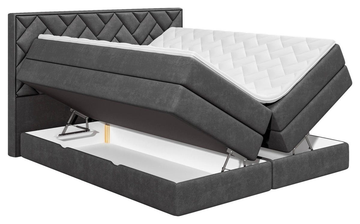 BOXSPRINGBETT 140/200 cm  in Anthrazit  - Anthrazit/Schwarz, Modern, Holzwerkstoff/Kunststoff (140/200cm) - MID.YOU