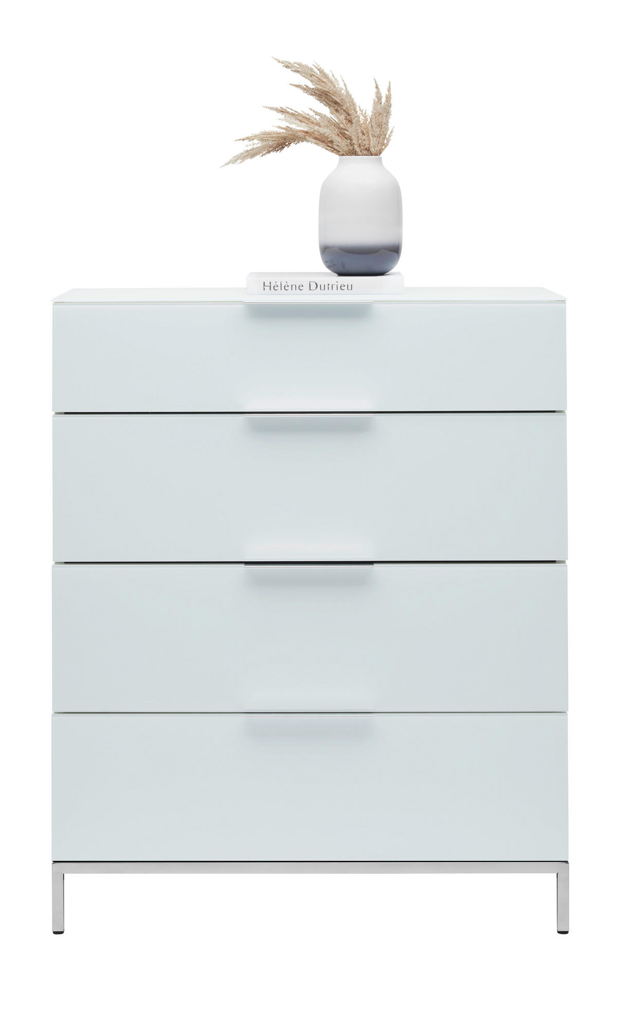 KOMODA, vysoce lesklá bílá, 90/101/40 cm - šedá/barvy chromu, Basics, kov/kompozitní dřevo (90/101/40cm) - Voleo