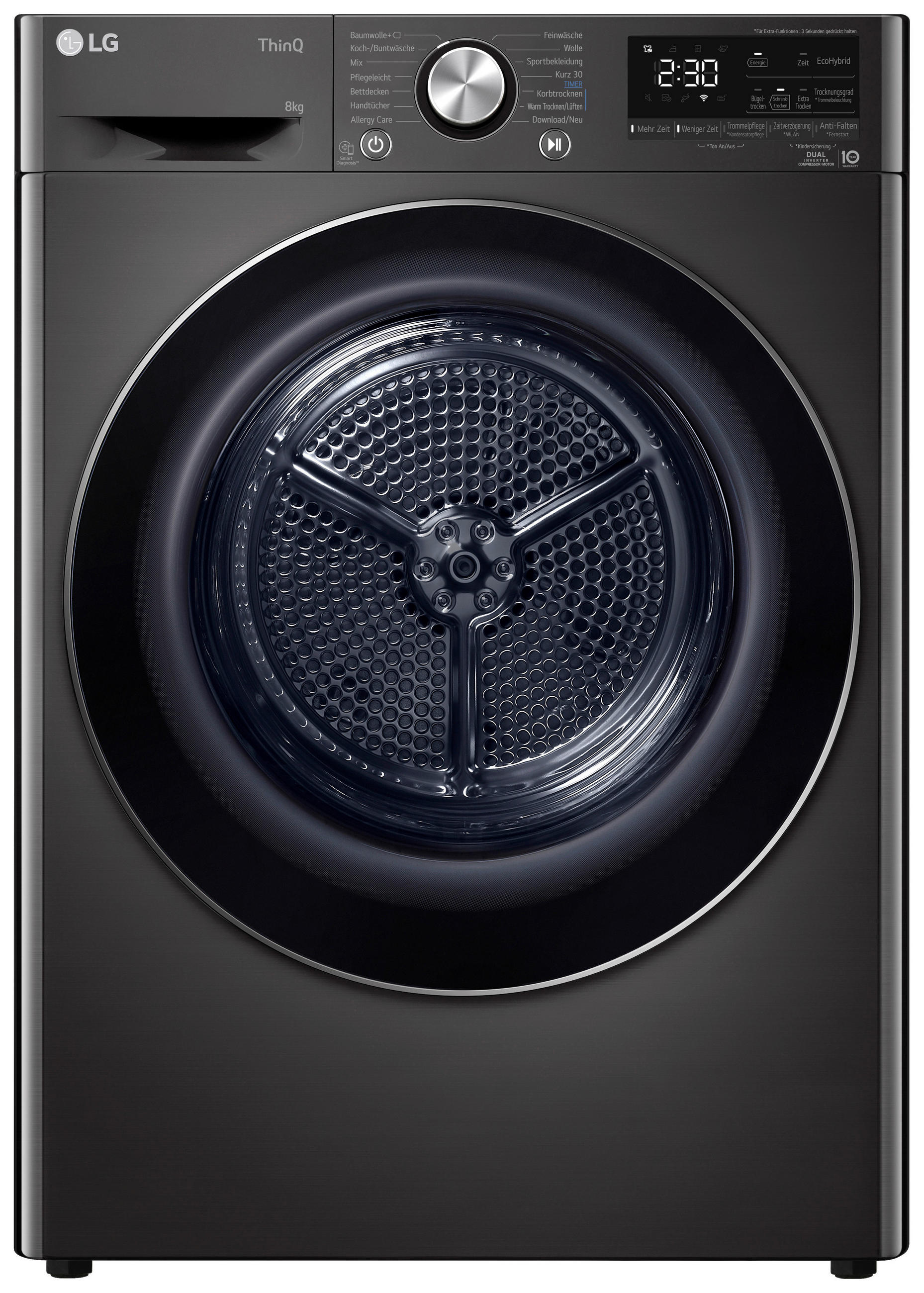 WÄRMEPUMPENTROCKNER RT80V9B  - Chromfarben/Schwarz, Basics, Glas/Kunststoff (59.5/203/67.5cm) - LG