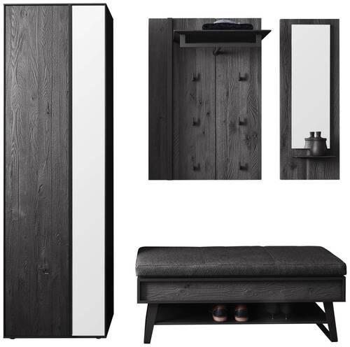 GARDEROBE 4-teilig  in 201/196/41 cm  - Anthrazit, Design, Glas/Holz (201/196/41cm) - Johann Jakob