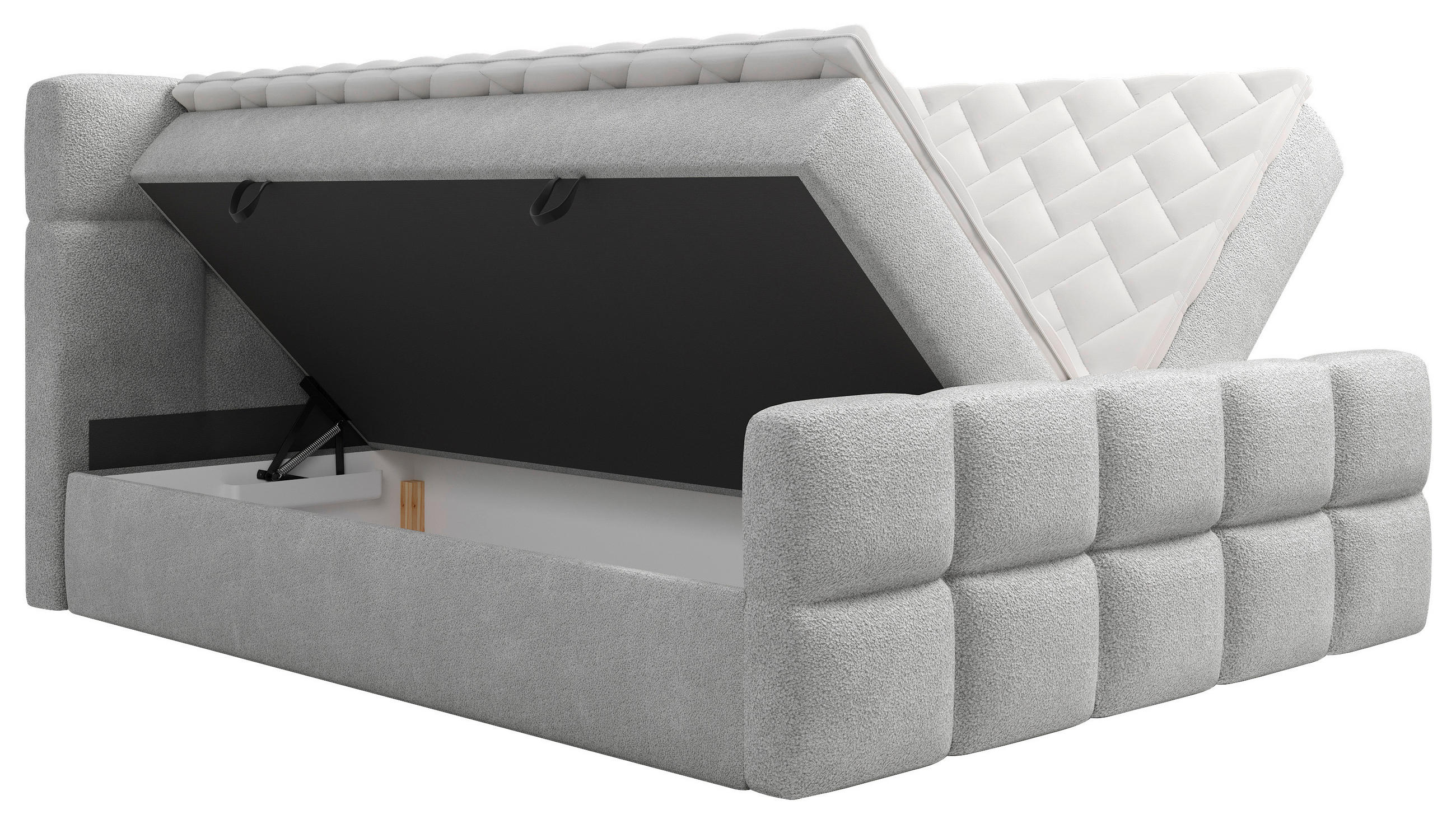 BOXBETT 180/200 cm  in Silberfarben  - Silberfarben, Design, Kunststoff/Textil (180/200cm) - Xora