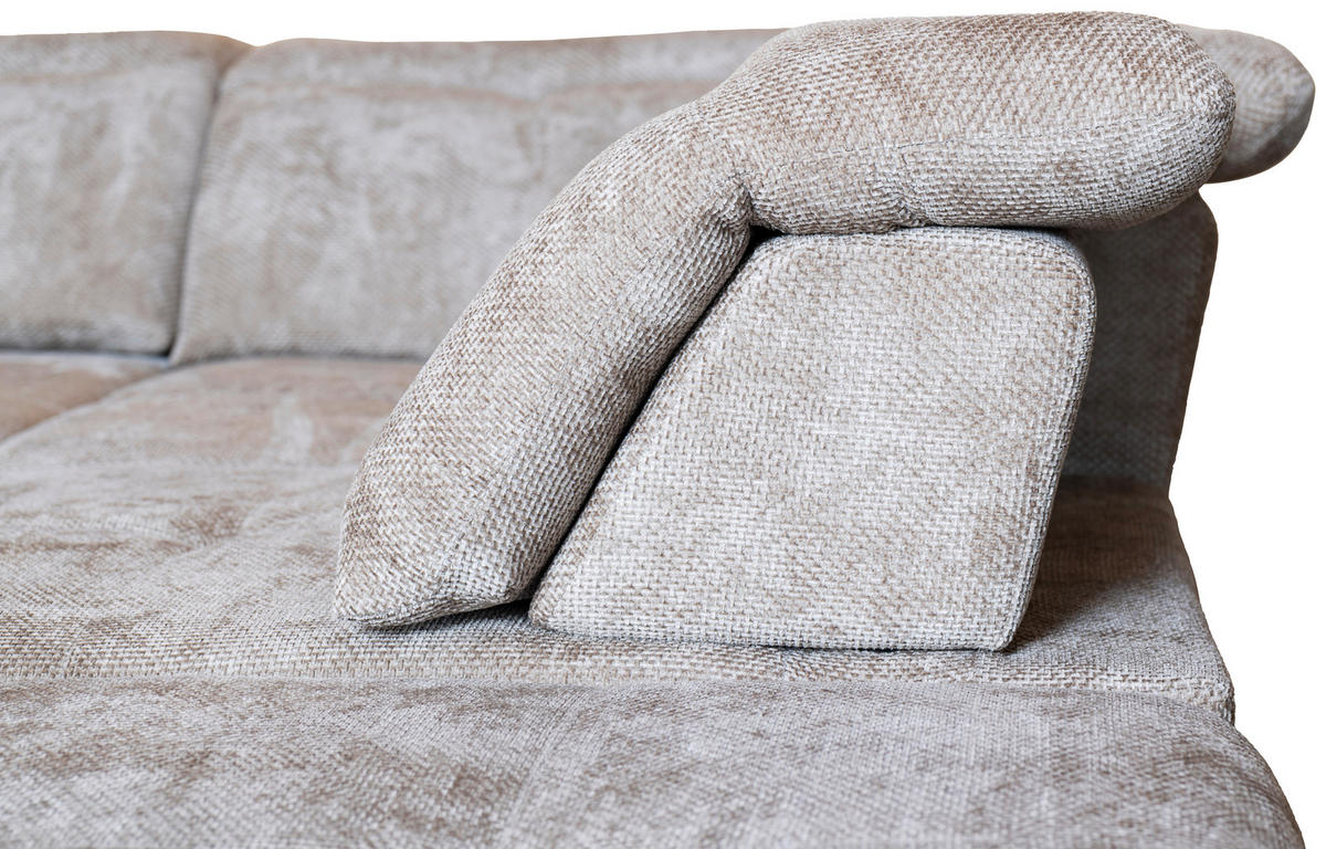 WOHNLANDSCHAFT Beige Struktur  - Beige/Schwarz, KONVENTIONELL, Textil/Metall (188/357/253cm) - Carryhome