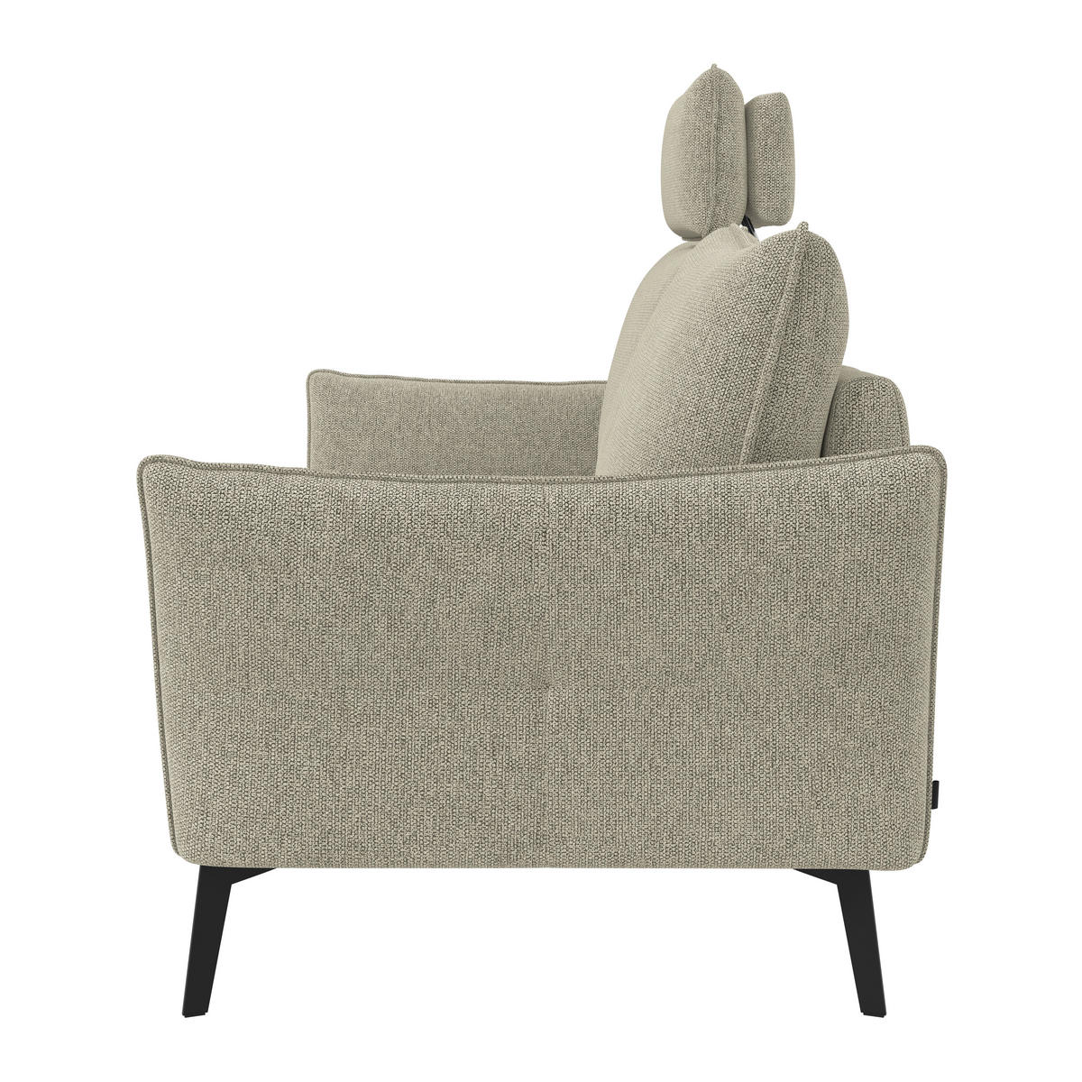 3-SITZER-SOFA Chenille Beige  - Beige/Schwarz, Konventionell, Textil/Metall (184/90/92cm) - Elegando