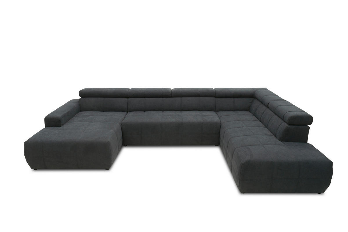 WOHNLANDSCHAFT Dunkelgrau Mikrofaser  - Dunkelgrau/Schwarz, Design, Kunststoff/Textil (175/359/228cm) - MID.YOU