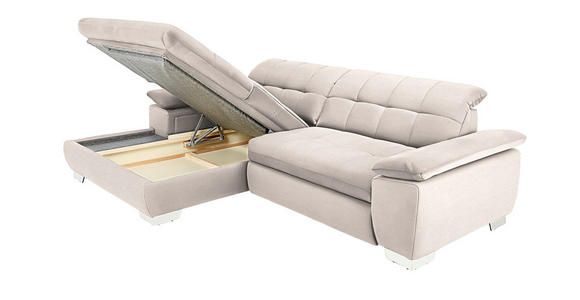 ECKSOFA in Mikrofaser Ecru  - Chromfarben/Ecru, Design, Textil/Metall (180/265cm) - Carryhome