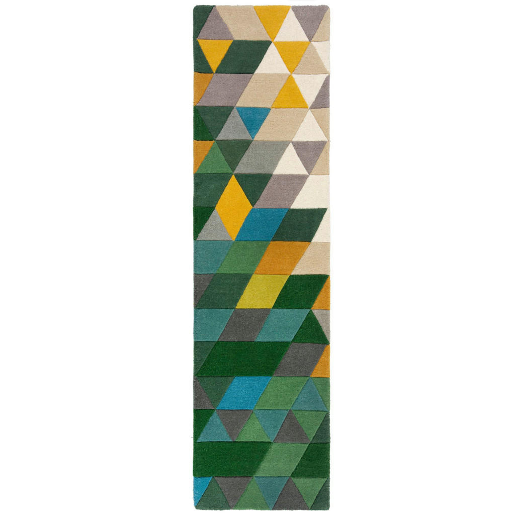 VLNĚNÝ KOBEREC, 230/60 cm, zelená, vícebarevná - zelená,vícebarevná - textil