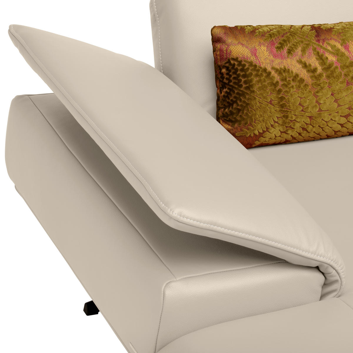 ECKSOFA in Echtleder Ecru  150/242 cm  - Ecru/Beige, Design, Leder/Metall (150/242cm) - Koinor