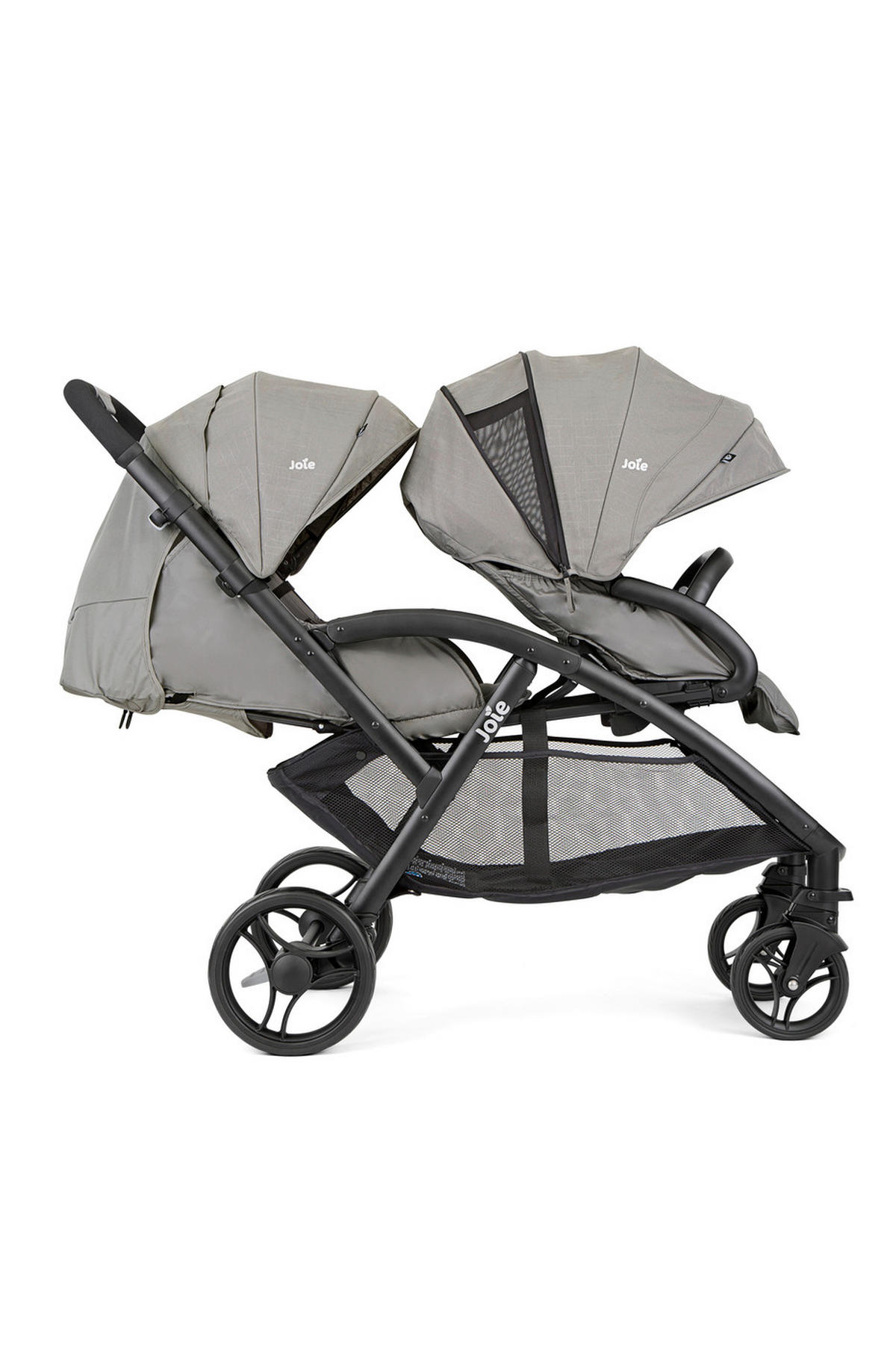 GESCHWISTERWAGEN Evalite Duo  - Hellgrau/Schwarz, Basics, Textil/Metall (56/101,5/104cm) - Joie