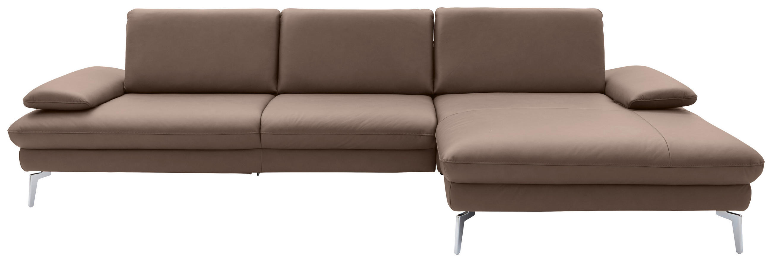 ECKSOFA in Echtleder Beige  - Chromfarben/Beige, Design, Leder/Metall (325/157cm) - Dieter Knoll