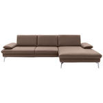 ECKSOFA Dieter Knoll in Echtleder Beige  325/157 cm  - Chromfarben/Beige, Design, Leder/Metall (325/157cm) - Dieter Knoll