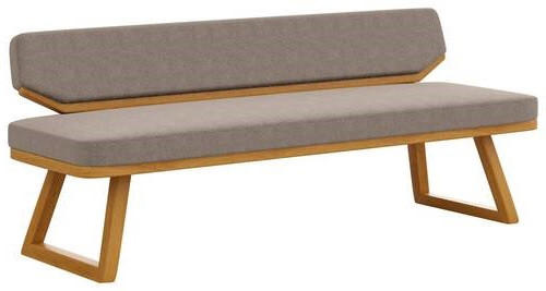 SITZBANK 190/80/52 cm Flachgewebe Grau, Eichefarben Eiche massiv  - Eichefarben/Grau, Basics, Holz/Textil (190/80/52cm) - Carryhome
