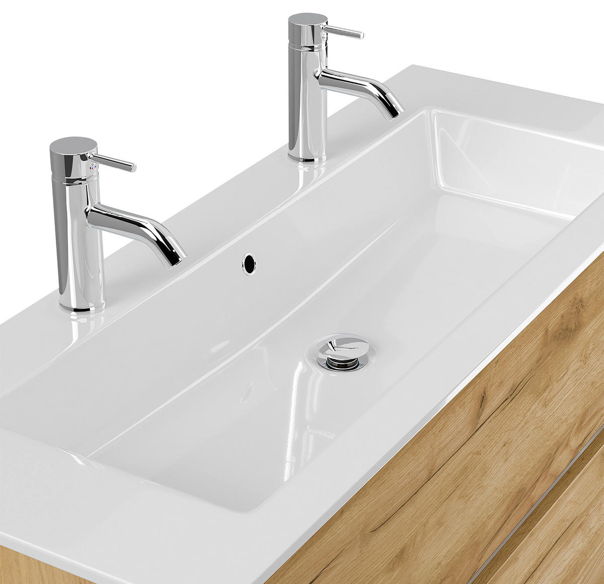 WASCHTISCHKOMBI  - Eichefarben/Weiß, MODERN, Holzwerkstoff/Stein (120/58,5/46,5cm) - MID.YOU