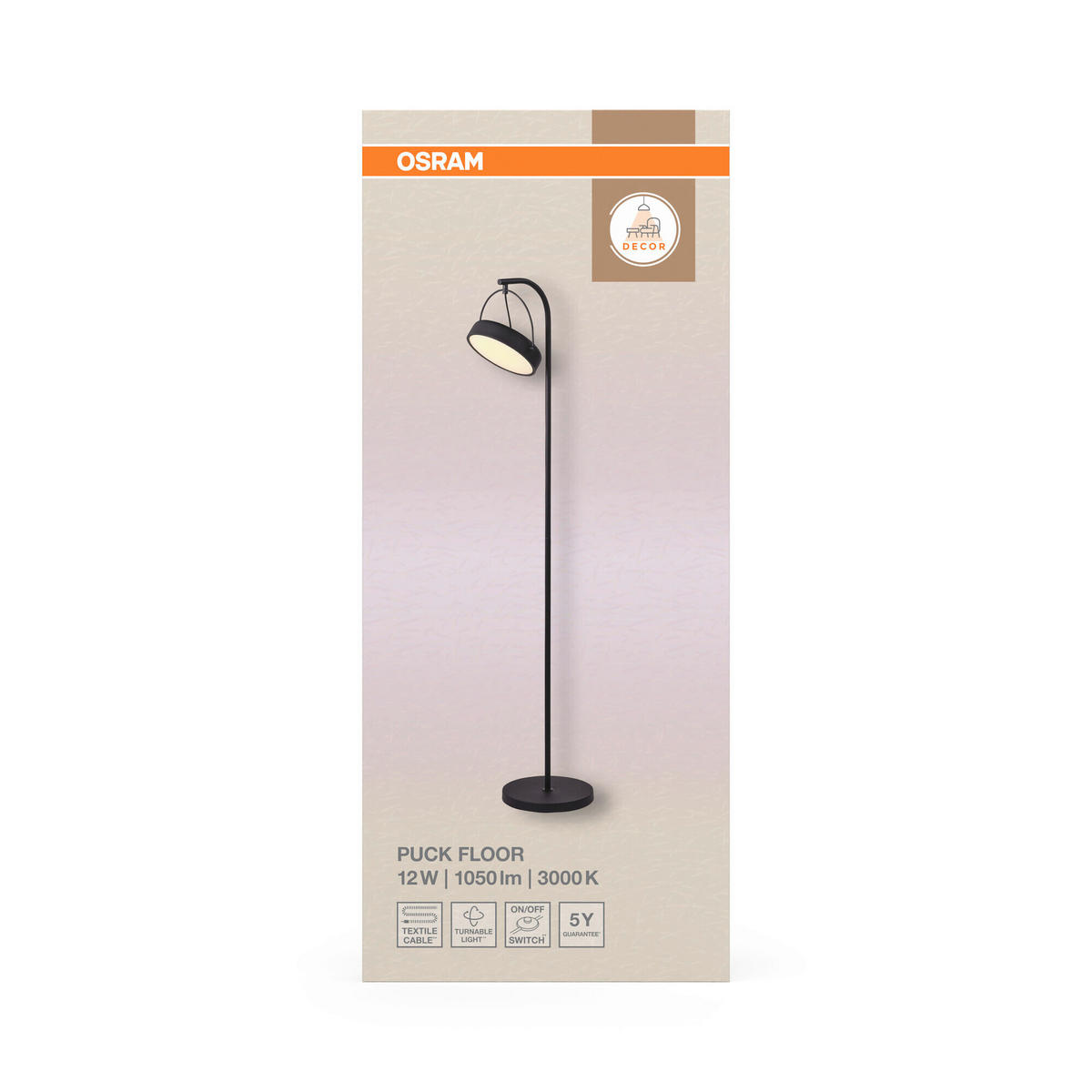 LED-STEHLEUCHTE 25/37,5/143 cm    - Schwarz, Design, Kunststoff/Metall (25/37,5/143cm) - Osram