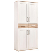 SCHUHSCHRANK Weiß, Eichefarben - Eichefarben/Alufarben, Design, Holzwerkstoff/Kunststoff (90/195/38cm) - Xora