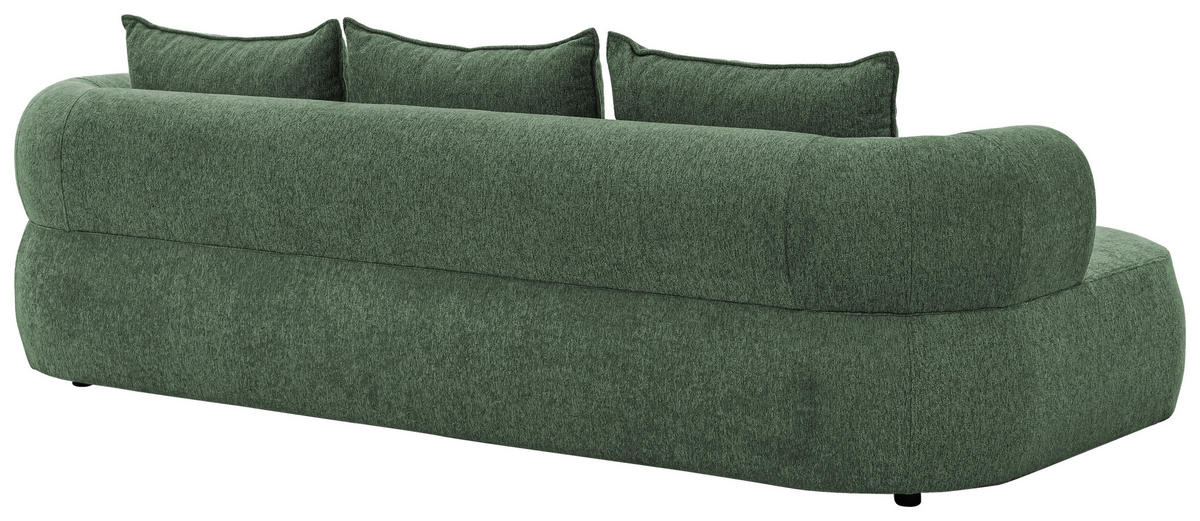 BIGSOFA in Chenille Grün  - Schwarz/Grün, Design, Kunststoff/Textil (240/76/122cm) - Livetastic