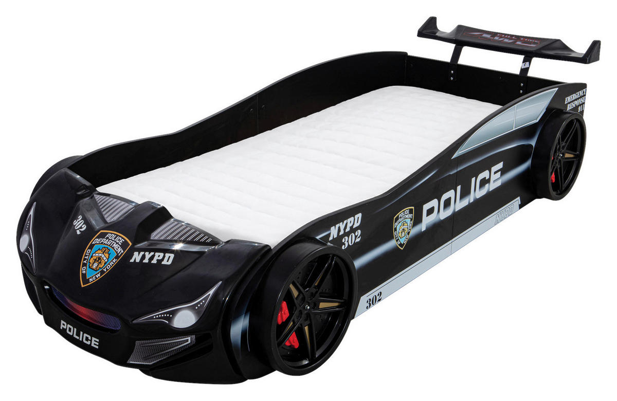 AUTOBETT 90/200 cm Schwarz  - Schwarz/Braun, KONVENTIONELL, Holz/Holzwerkstoff (90/200cm) - Xora