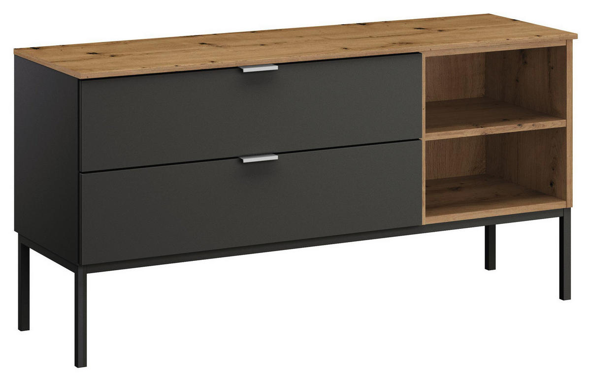 TV-ELEMENT - Alufarben/Graphitfarben, Design, Holzwerkstoff/Metall (120/61/42cm) - Stylife