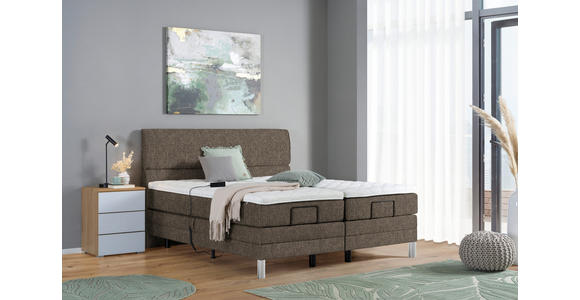 BOXSPRINGBETT 180/200 cm in Braun - Chromfarben/Braun, KONVENTIONELL, Kunststoff/Textil (180/200cm) - Voleo