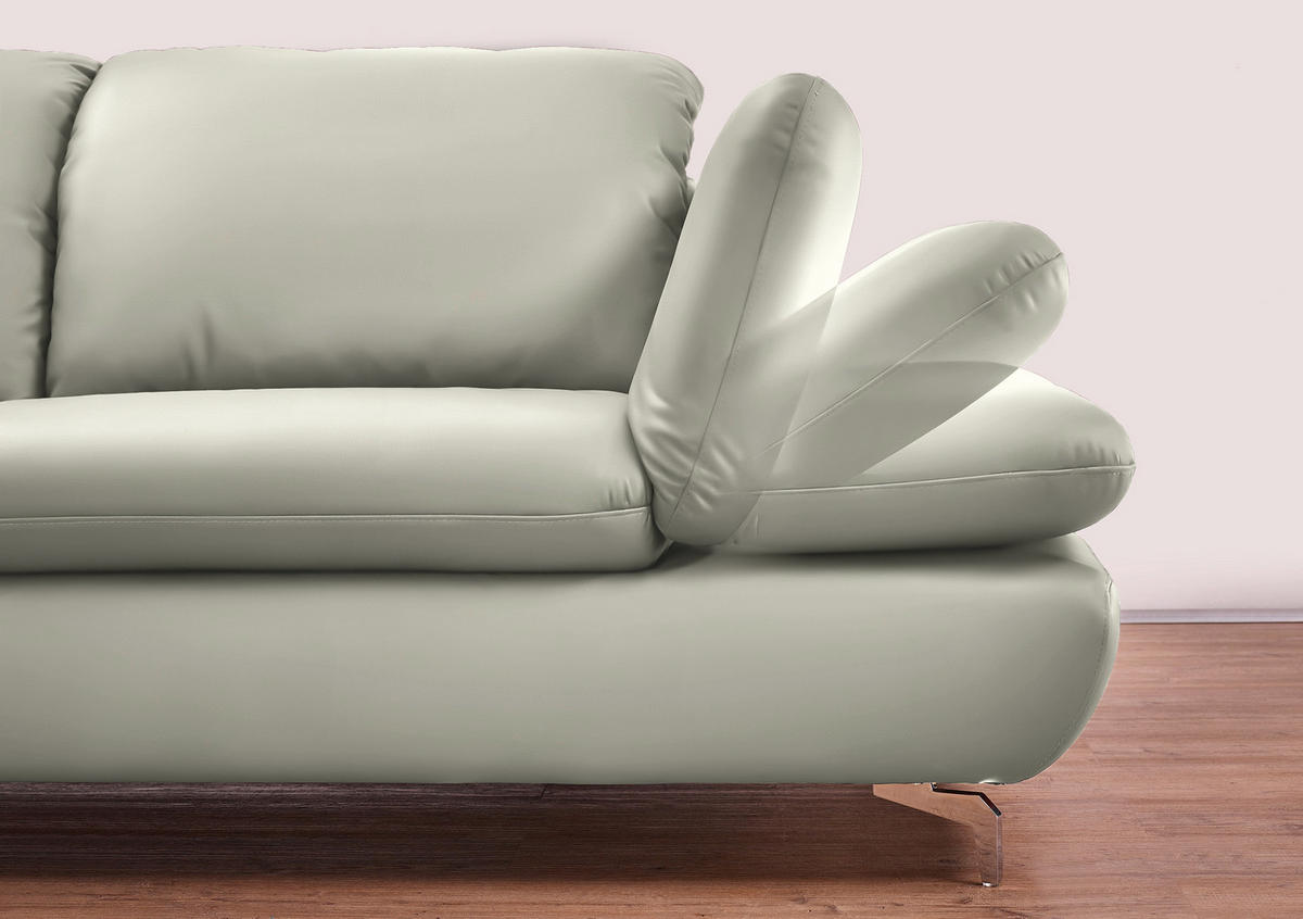 ECKSOFA in Echtleder Weiss  - Weiss/Silberfarben, Design, Leder/Metall (315/200cm) - Chilliano