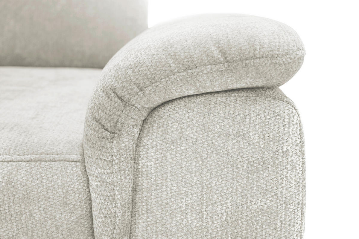 ECKSOFA Elfenbein Chenille Bettkasten, Schlaffunktion, Rücken echt, Kopfteilverstellung, Liegefläche im Originalstoff  - Elfenbein/Schwarz, KONVENTIONELL, Textil/Metall (206/265cm) - Carryhome