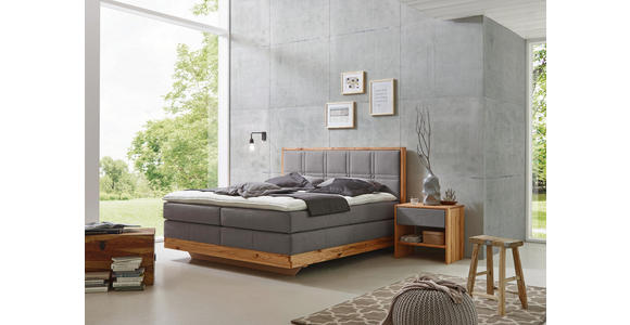 BOXSPRINGBETT 180/200 cm in Buchefarben, Grau - Buchefarben/Grau, Natur, Holz/Textil (180/200cm) - Valnatura