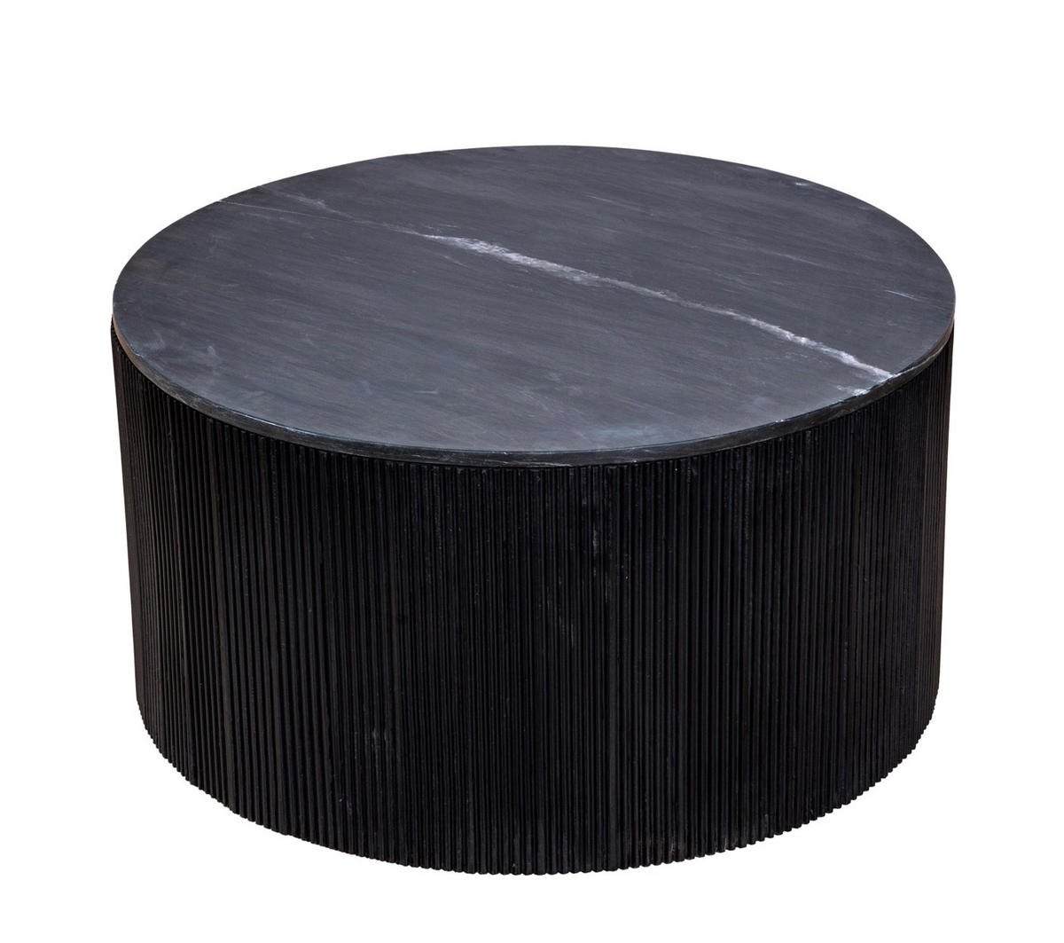 COUCHTISCH Mangoholz vollmassiv 80/42/80 cm rund Schwarz  - Schwarz, Design, Holz/Stein (80/42/80cm) - Livetastic