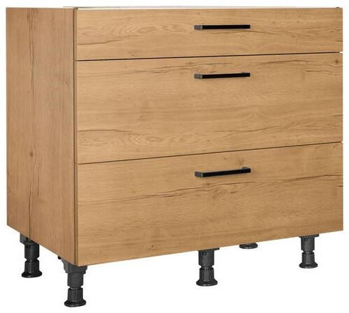 SCHUBKASTENUNTERSCHRANK 90/87/56 cm  in Eichefarben  - Eichefarben/Schwarz, MODERN, Holzwerkstoff/Metall (90/87/56cm) - Nobilia
