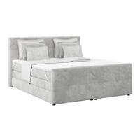 BOXSPRINGBETT 180/200 cm,  in Hellgrau, gepolstertes Kopfteil, Bettkasten, Topper, Matratzen, H3 + H3 = fest  - Hellgrau, KONVENTIONELL, Holz/Holzwerkstoff (180/200cm) - Luca Bessoni