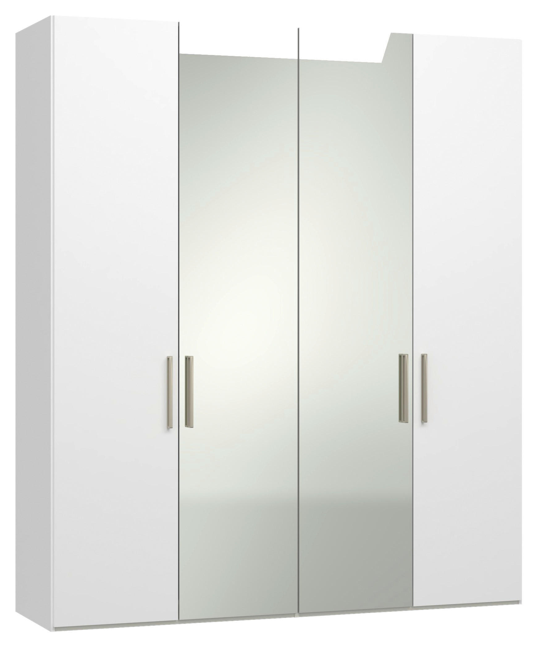 DREHTÜRENSCHRANK 203/236/59 cm,  in Weiß, 4-türig  - Edelstahlfarben/Weiß, Design, Glas/Holzwerkstoff (203/236/59cm) - Jutzler