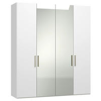 DREHTÜRENSCHRANK 203/236/59 cm,  in Weiß, 4-türig  - Edelstahlfarben/Weiß, Design, Glas/Holzwerkstoff (203/236/59cm) - Jutzler